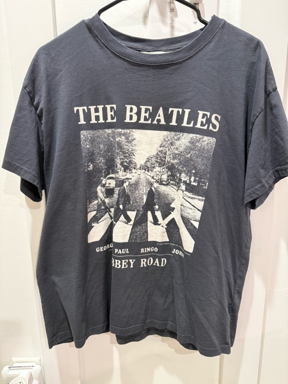 H&M Washed Out Black Beatles Graphic Tee